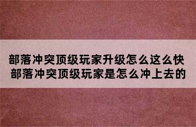 部落冲突顶级玩家升级怎么这么快 部落冲突顶级玩家是怎么冲上去的